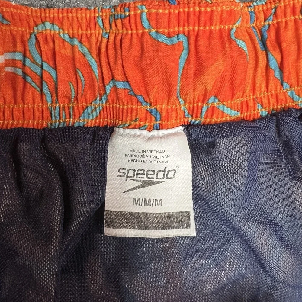 Speedo Swim‎ Trunks Lot (2) Boy's M Blue Orange Tropical Print
